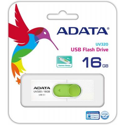 USB флеш накопичувач ADATA 16GB UV320 White/Green USB 3.1 (AUV320-16G-RWHGN) - зображення 4