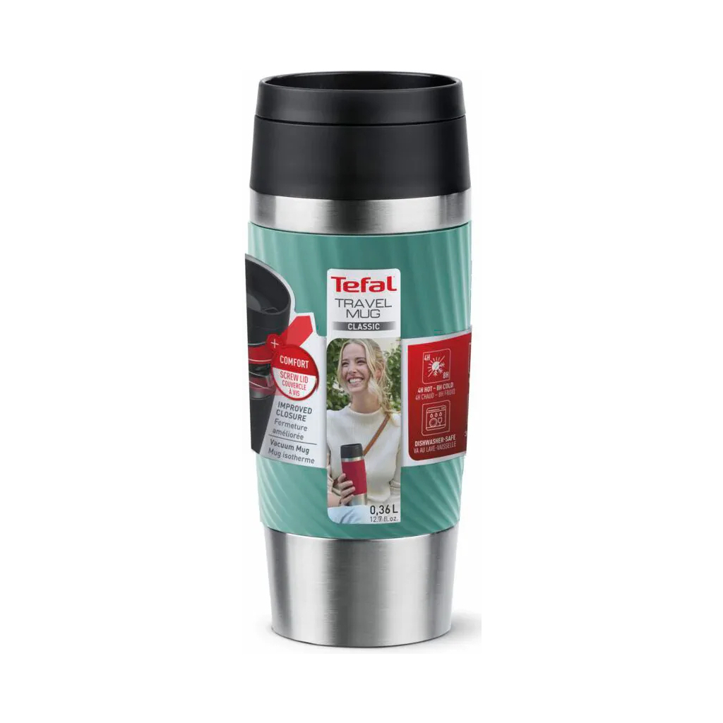 Термокружка Tefal Travel Mug Classic Twist, 360мл, нержавіюча сталь, зелений (N2024310) - зображення 4