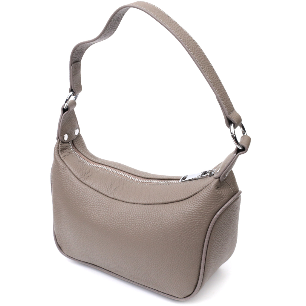 Сумка Vintage Шкіряна жіноча напівкруглого формату з однією ручкою Сіра (22412) - зображення 2