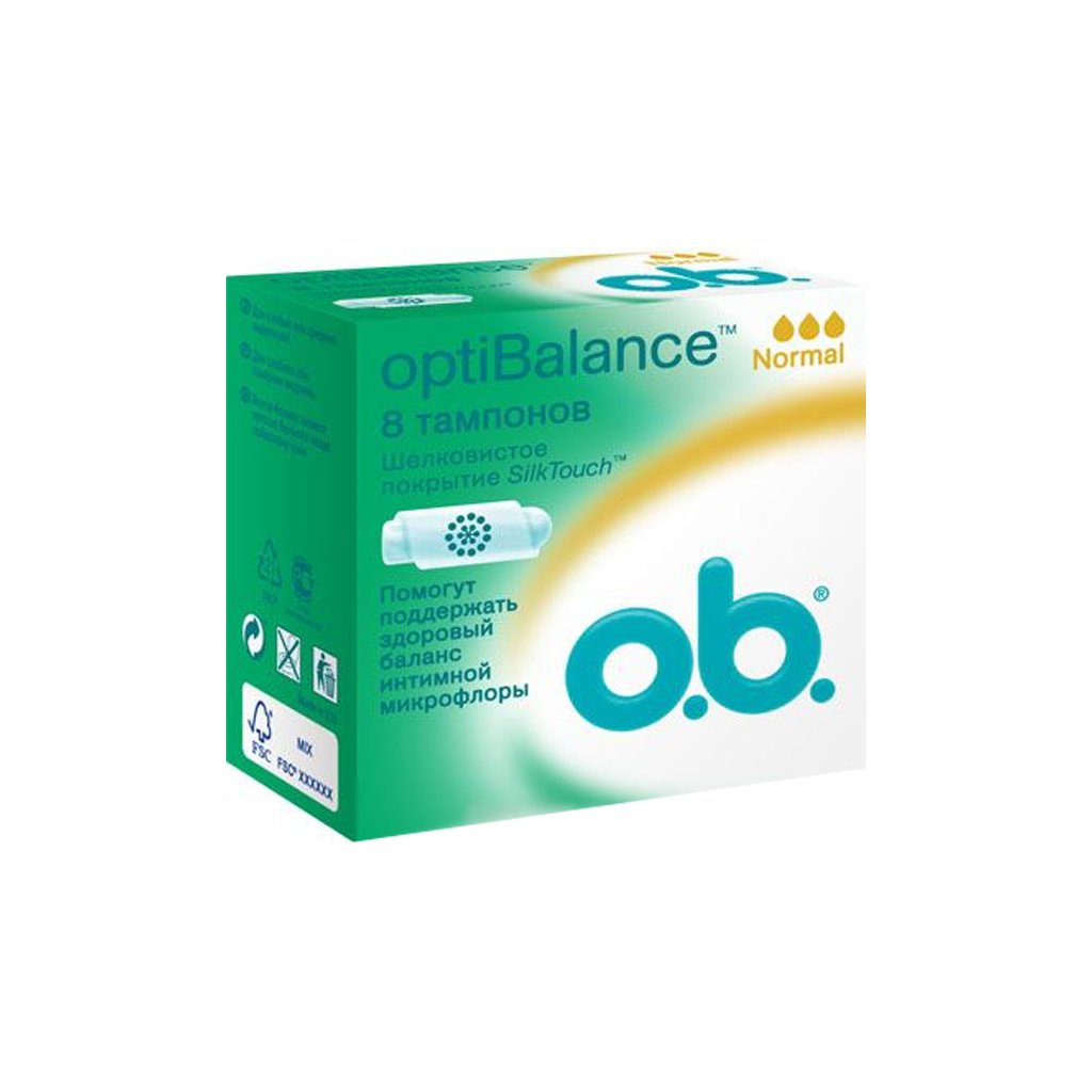 Тампони o.b. Opti Balance Normal 8 шт (3574660610215) - зображення 1