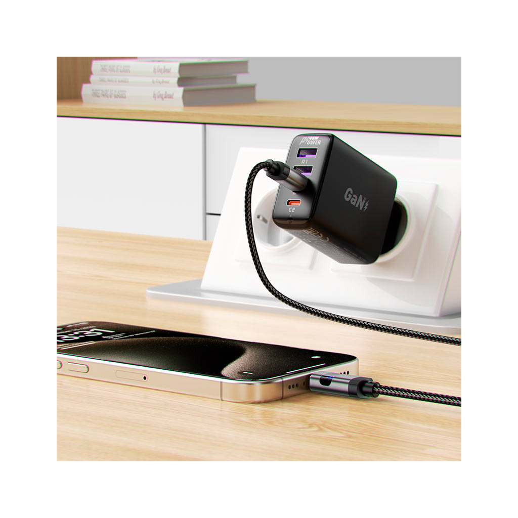 Дата кабель USB-C to USB-C 1.2m 60W digital display C15-03 Black Acefast (6974316283720) - зображення 7