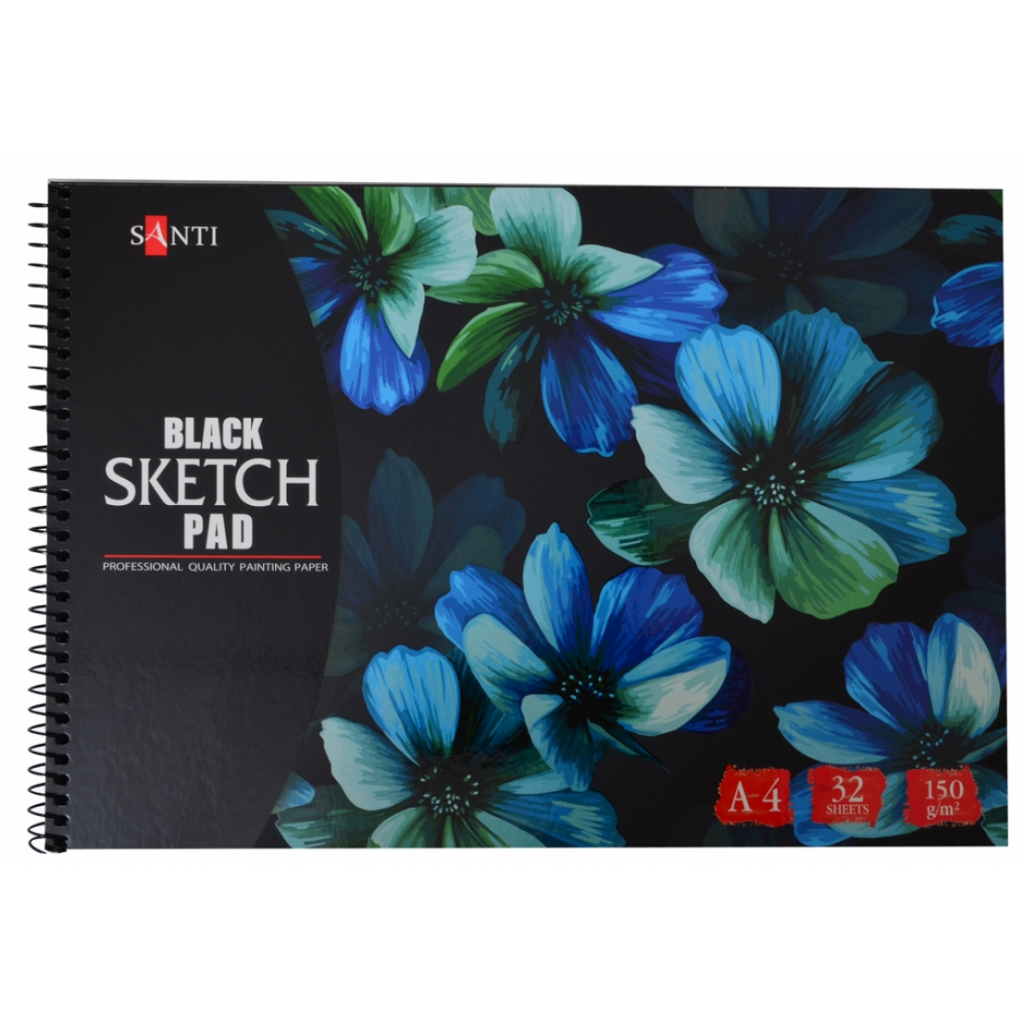 Альбом для малювання Santi з чорним папером А4, 32 листа (742608) - зображення 1
