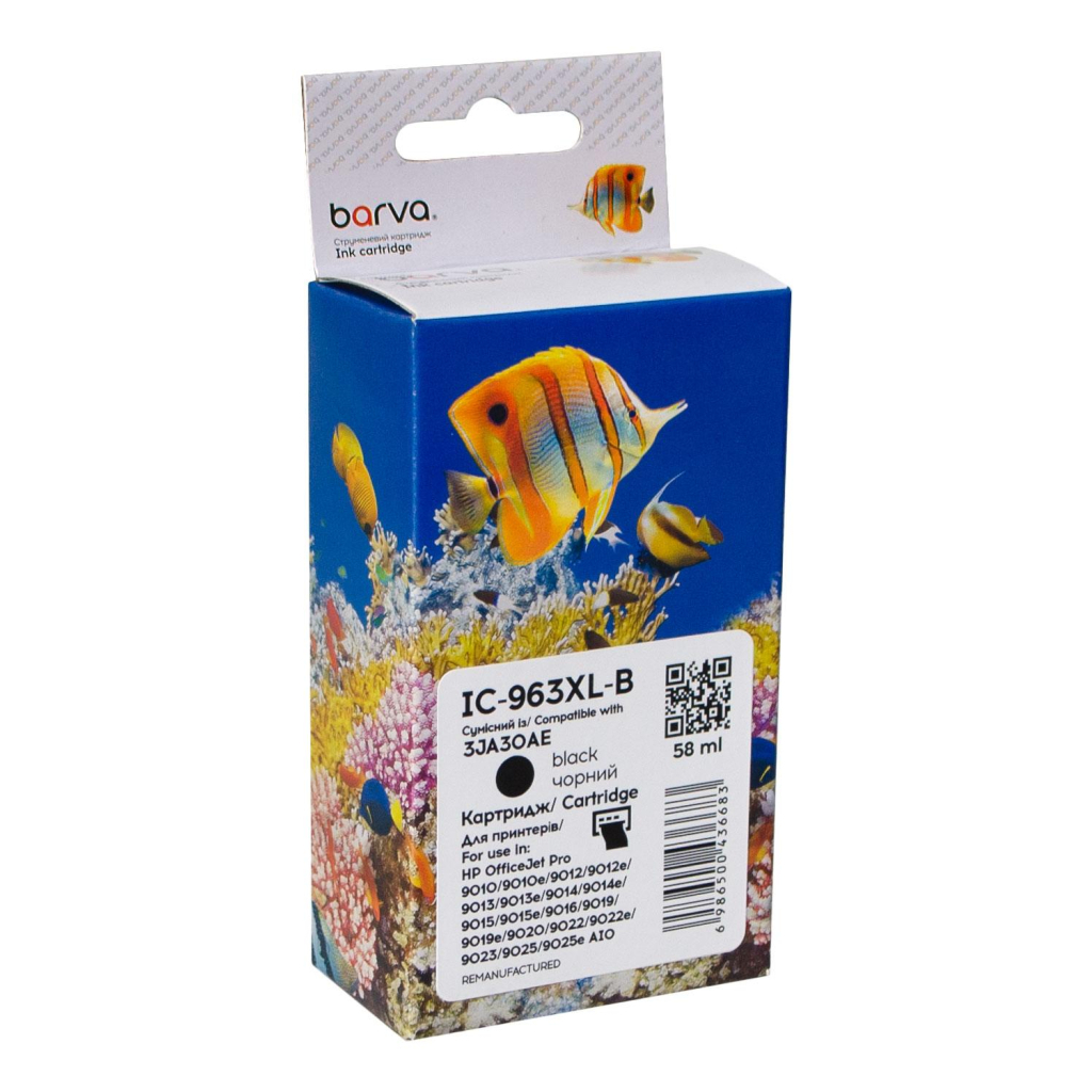 Картридж Barva HP 963XL (3JA26AE/3JA30AE) 2000 c, Black (IC-963XL-B) - изображение 1