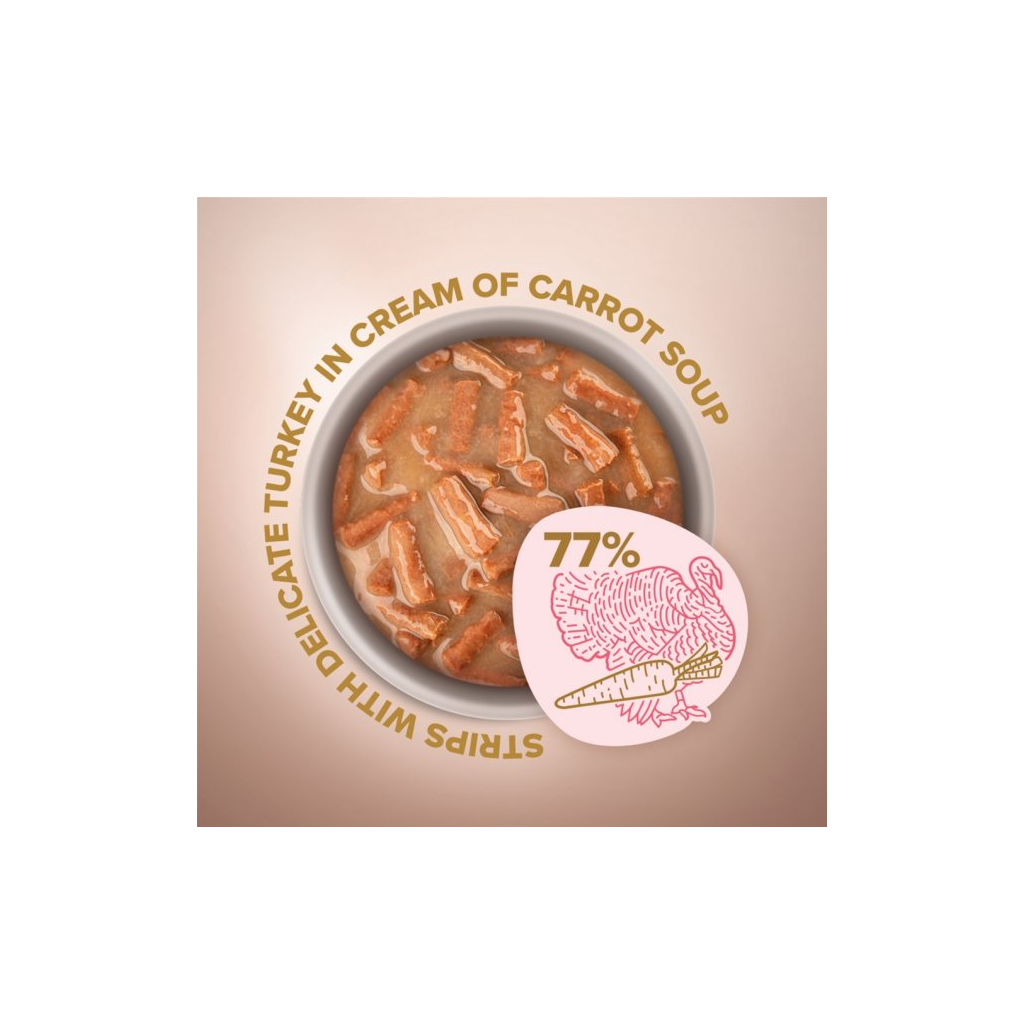 Вологий корм для кішок Club 4 Paws Selection Плюс Смужки з індичкою в крем супі з моркви 85 г (4820215368070) - зображення 2