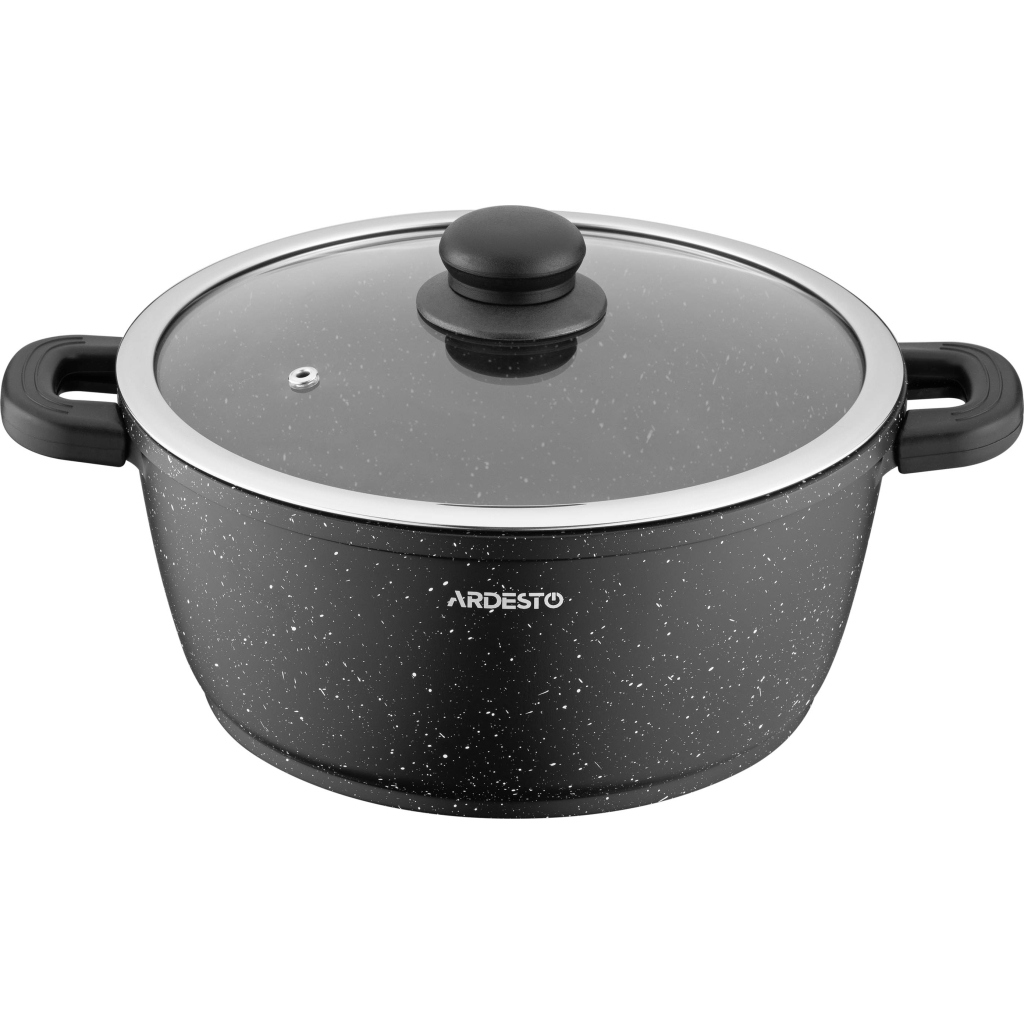 Каструля Ardesto Gemini Anzio скляна кришка 24 см 4,4 л чорна (AR2424GE) - зображення 1