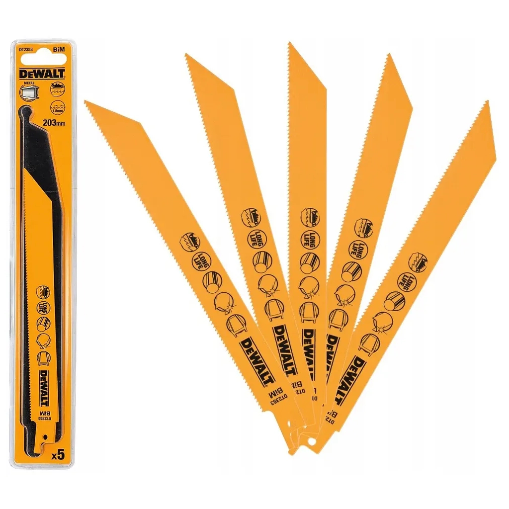 Полотно DeWALT для шабельних пилок, по металу, швидкий пропил, 203 мм, 14 TPI, 5 шт (DT2353) - зображення 3