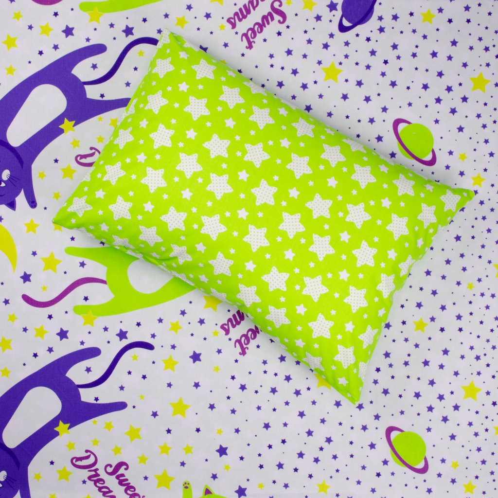 Постільна білизна Home Line Коти і зірки в горох фіолетовий, лайм бязь полуторний (162239) - зображення 2