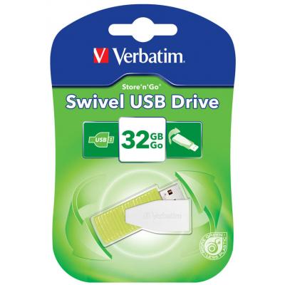 USB флеш накопичувач Verbatim 32GB STORE'N'GO SWIVEL GREEN USB 2.0 (49815) - зображення 6