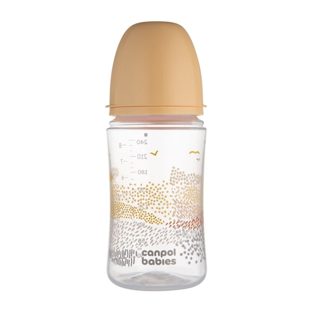 Пляшечка для годування Canpol babies Easystart MOUNTAINS антиколікова з широким отвором 240 мл бежева (35/243_bei) - зображення 1