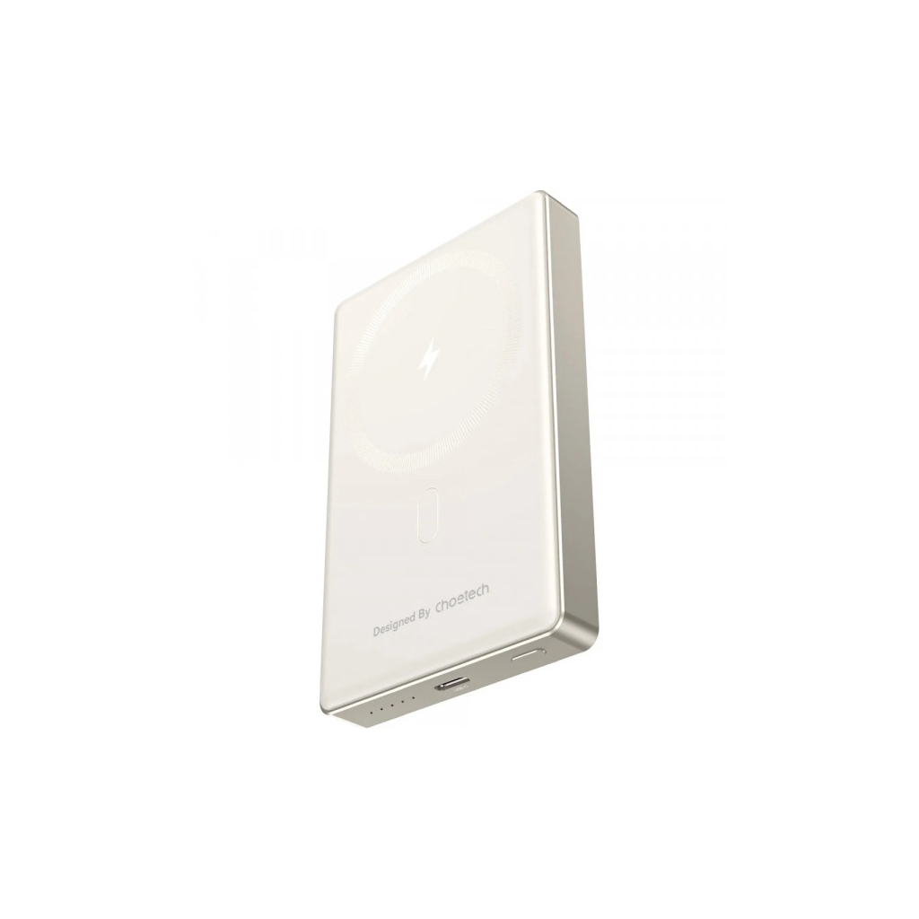 Батарея універсальна Choetech Magnetic Wireless 10000mAh 20W, PD, Qi-15W, USB-C In/Out Ultra-thin, Beige (B739-CCCWH) - зображення 1