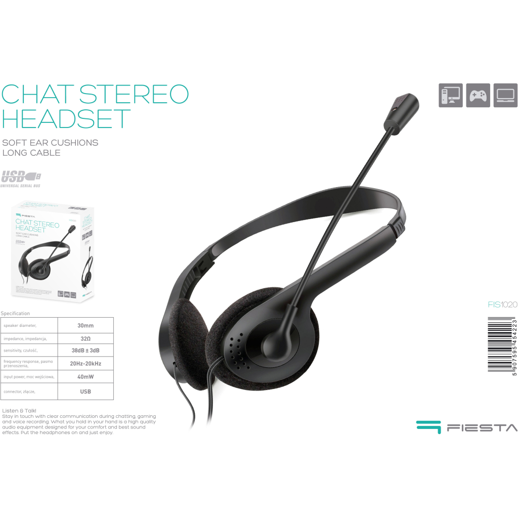 Навушники Fiesta Mic FIS1020 Stereo USB (FIS1020) - зображення 9