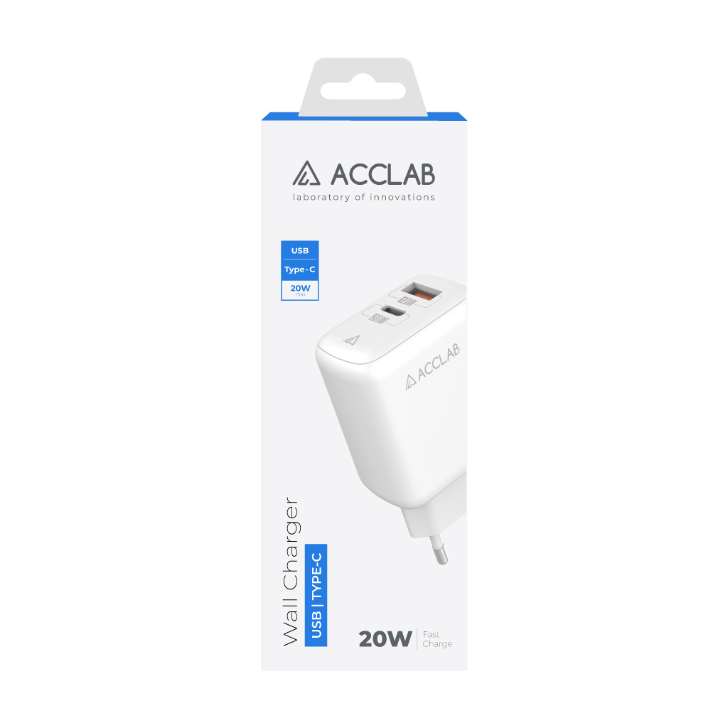 Зарядний пристрій ACCLAB AL-TC220 (1xUSB, 1xType-C) (1283126556494) - зображення 2