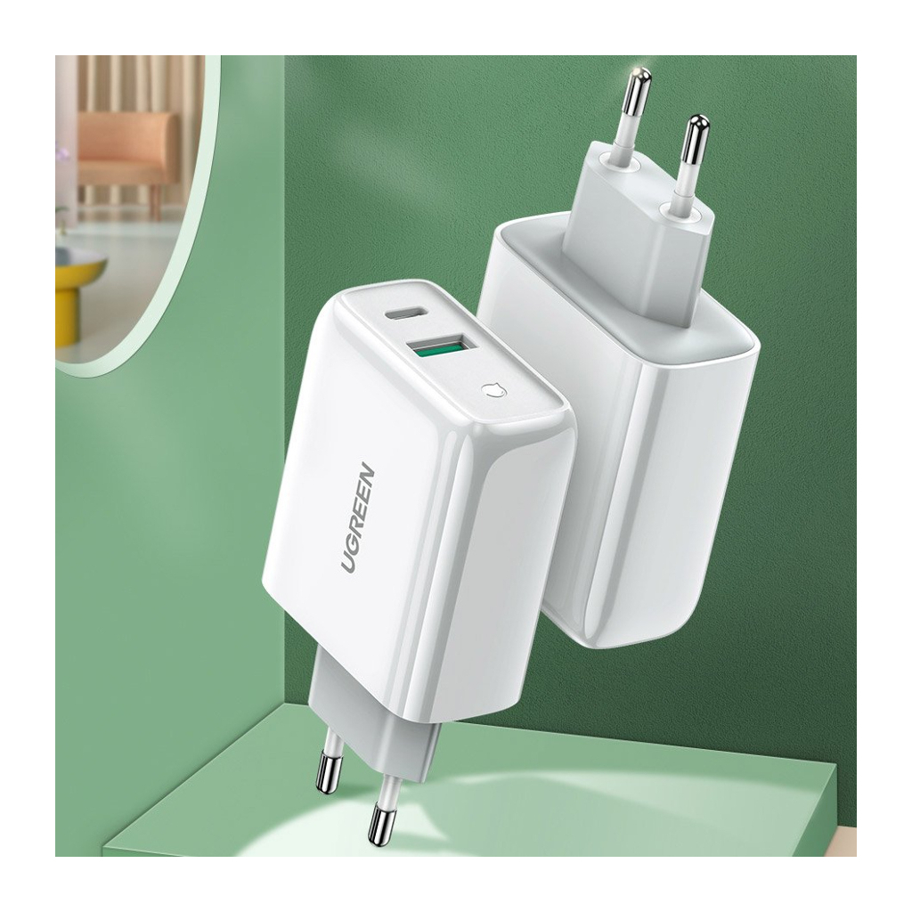 Зарядний пристрій Ugreen CD170 36W USB + Type-C Charger (White) (60468) - зображення 3