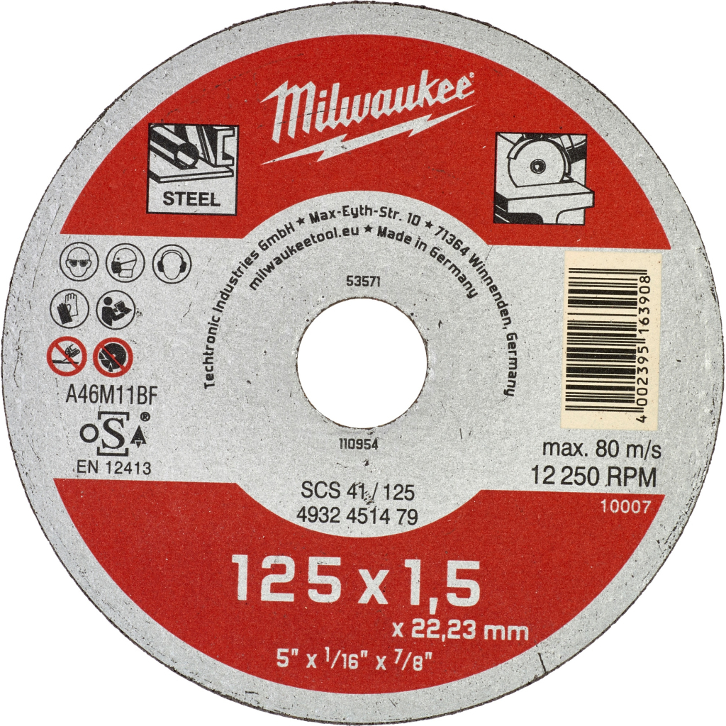 Круг відрізний Milwaukee по металу SCS 41/125х1.5, 125 мм (4932451479) - зображення 1