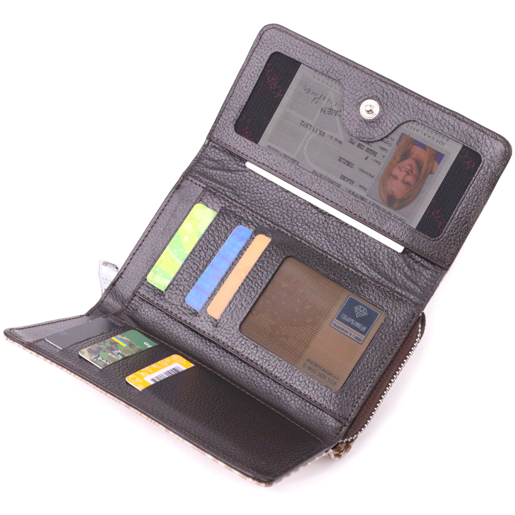 Портмоне Karya З лакованої фактурної шкіри Бежеве (21430) - зображення 8