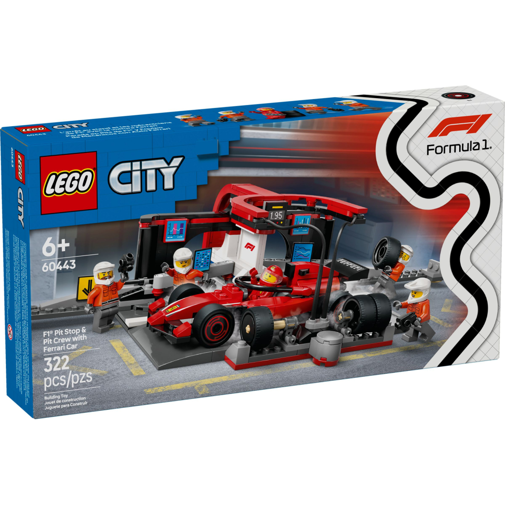 Конструктор LEGO City Піт-стоп і піт-екіпаж F1 з болідом Ferrari (60443) - зображення 1