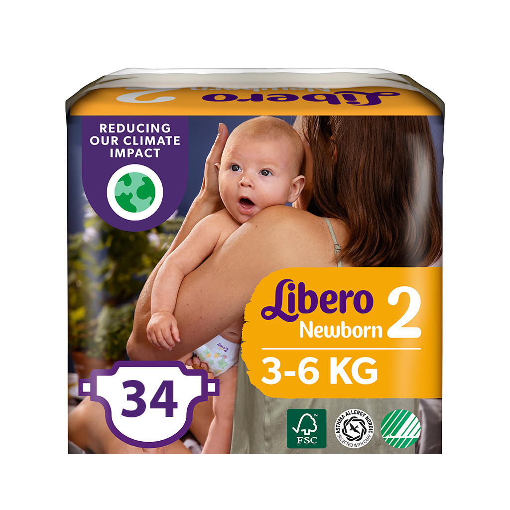 Підгузки Libero New Born 2 3-6 кг 34 шт (7322541197692) - зображення 1