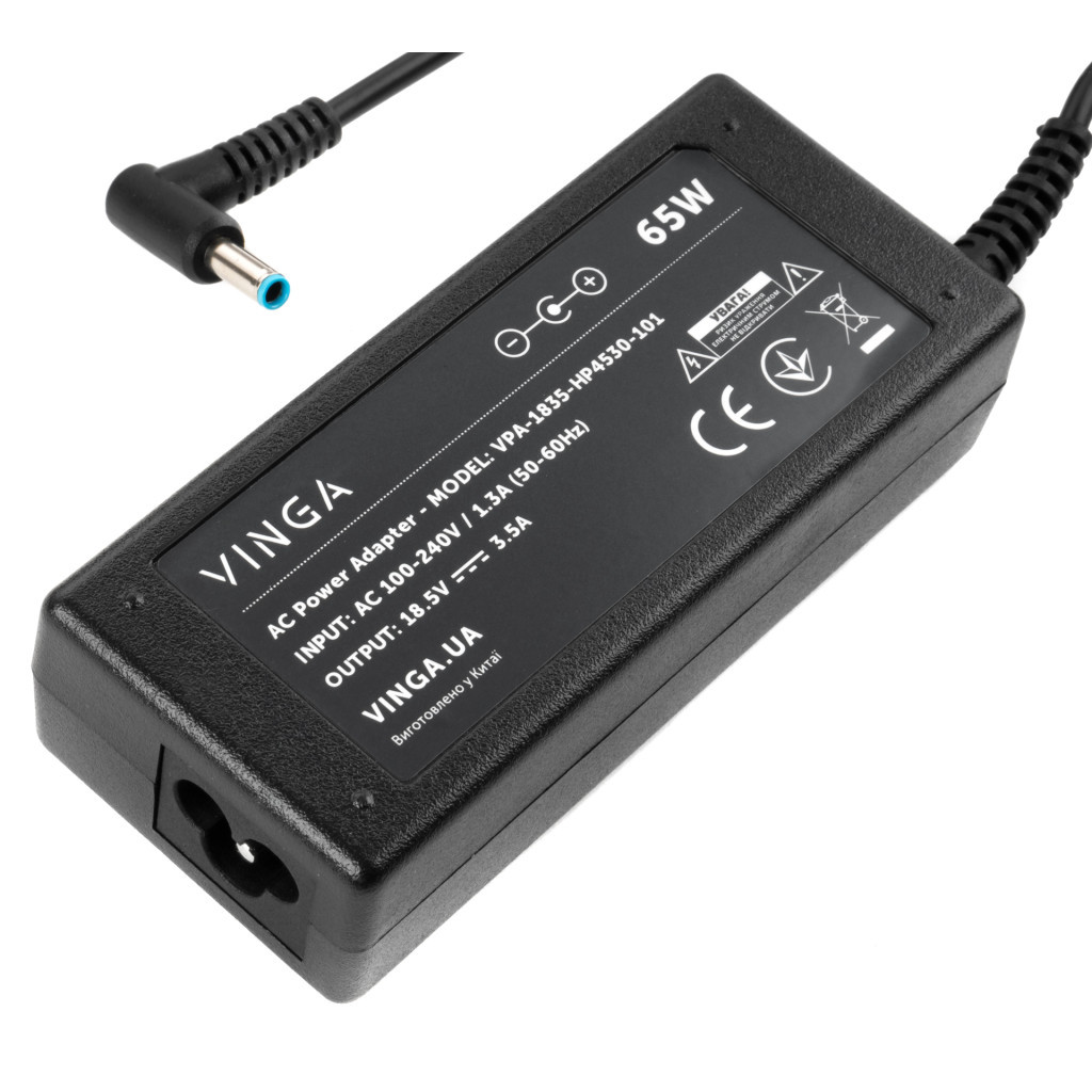 Блок живлення до ноутбуку Vinga HP 65W 18.5V 3.5А 4.5*3.0 (VPA-1835-HP4530-101) - зображення 3