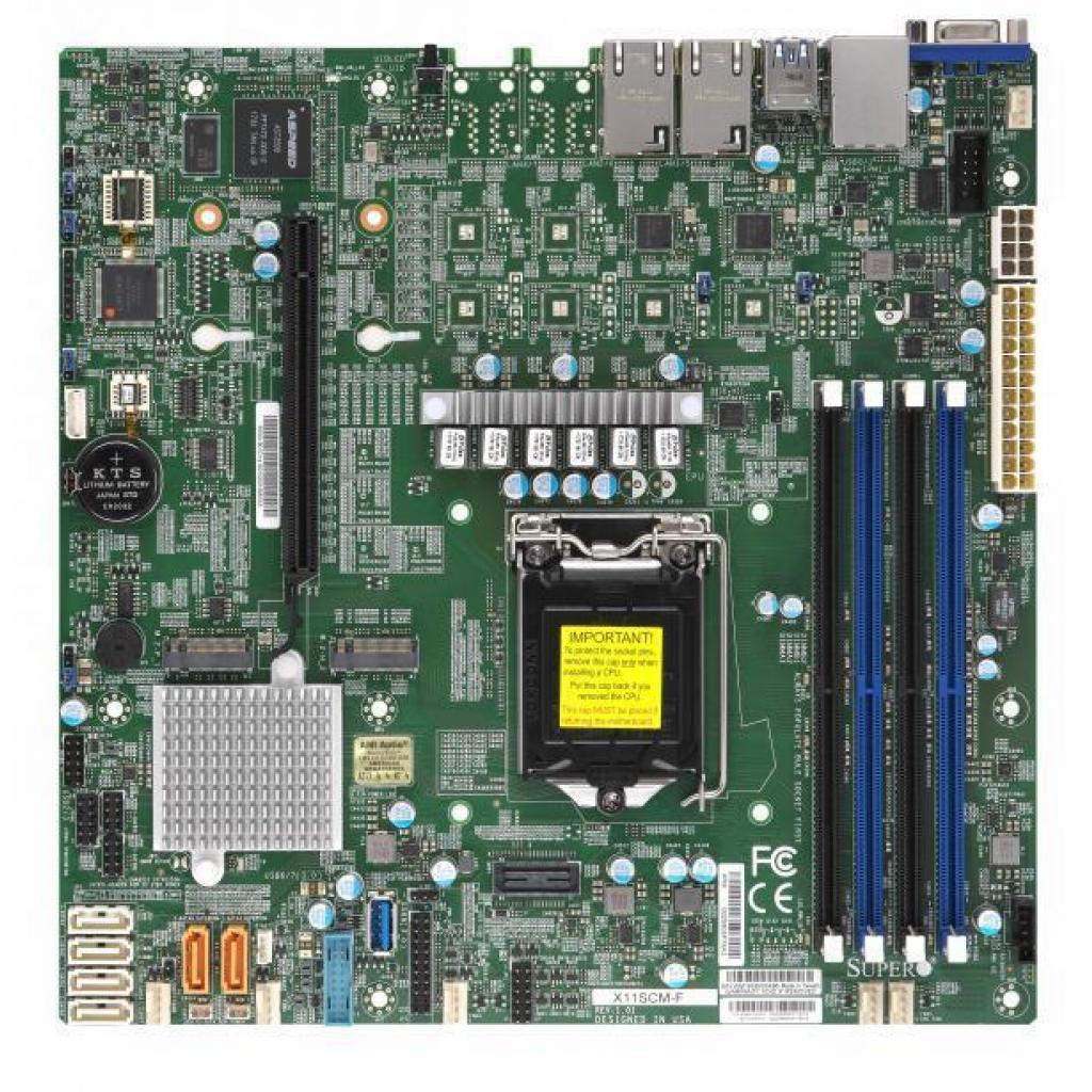 Серверна материнська плата Supermicro C246 S1151 MATX/BLK (X11SCM-F-B) - зображення 1