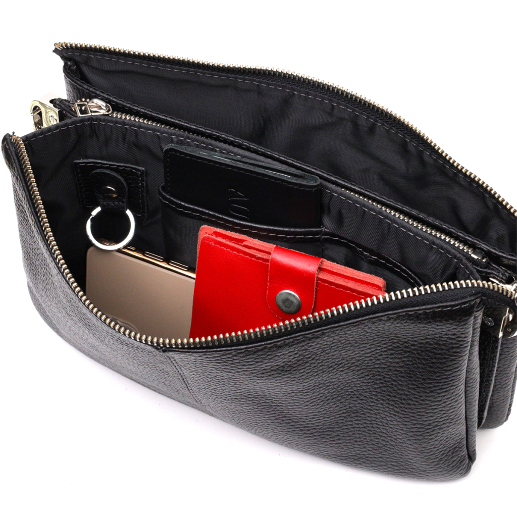 Сумка Grande Pelle З натуральної зернистої шкіри Чорна (11697) - зображення 9