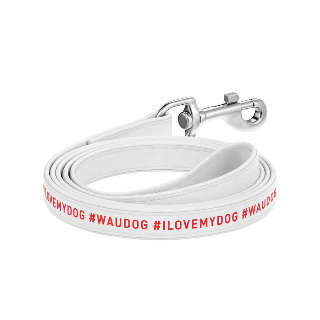 Повідець для собак WAUDOG Design "я люблю свою собаку" XS Ш 12 мм Д 122 см білий (379815) - зображення 1