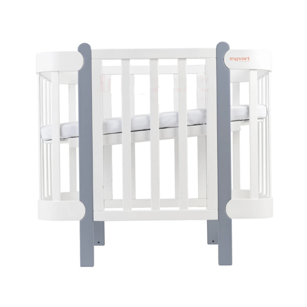Ліжечко Ingvart трансформер Nika 60 з опускною боковинкою (60х94, 60х120) біло-сіре (3190037040) - зображення 1