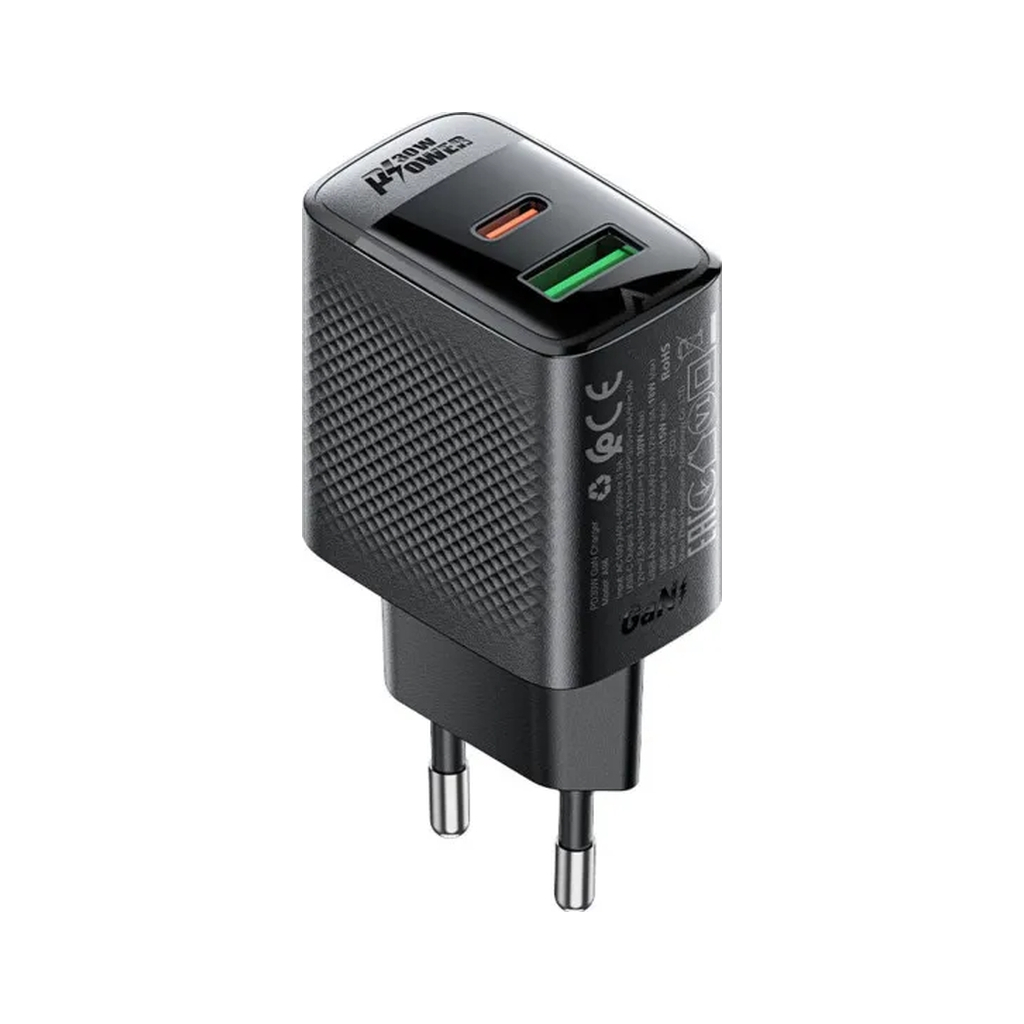 Зарядний пристрій Acefast 2xUSB 30W (USB-C+USB-A) Gan A98 Black (6974316283263) - зображення 4