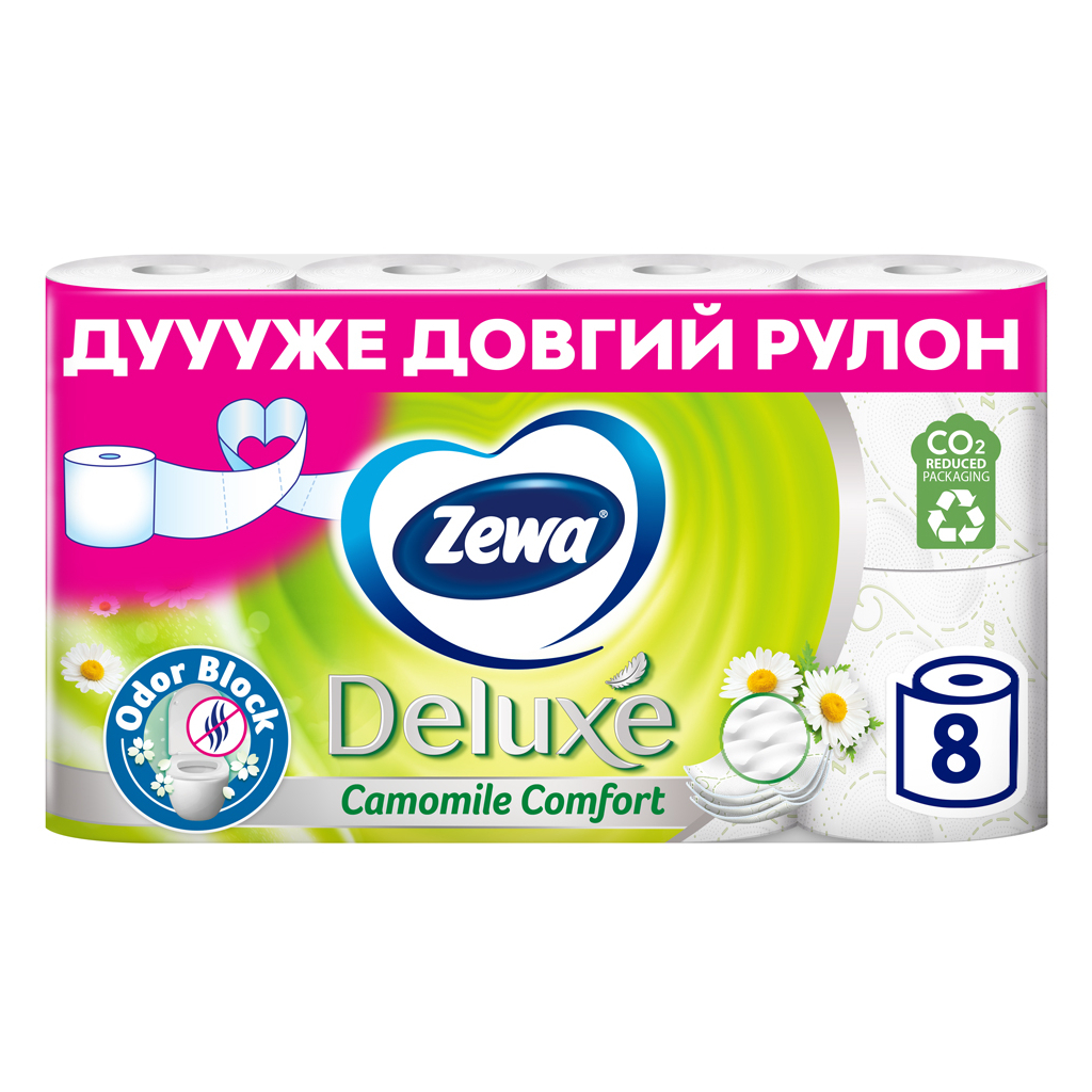 Туалетний папір Zewa Deluxe Ромашка 3 шари 8 рулонів (7322541171708) - зображення 2