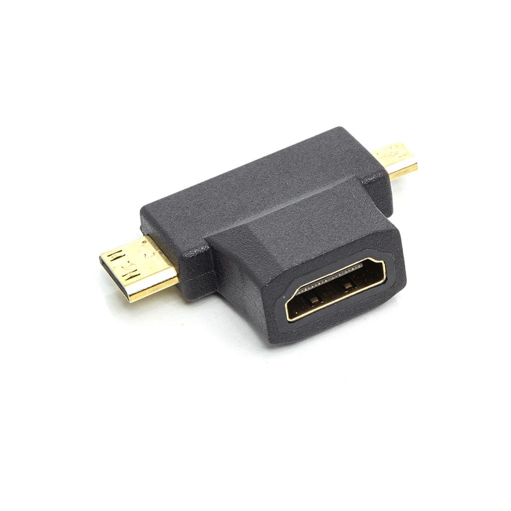 Перехідник HDMI (F) to mini HDMI (M) / micro HDMI (M) PowerPlant (CA912056) - зображення 2