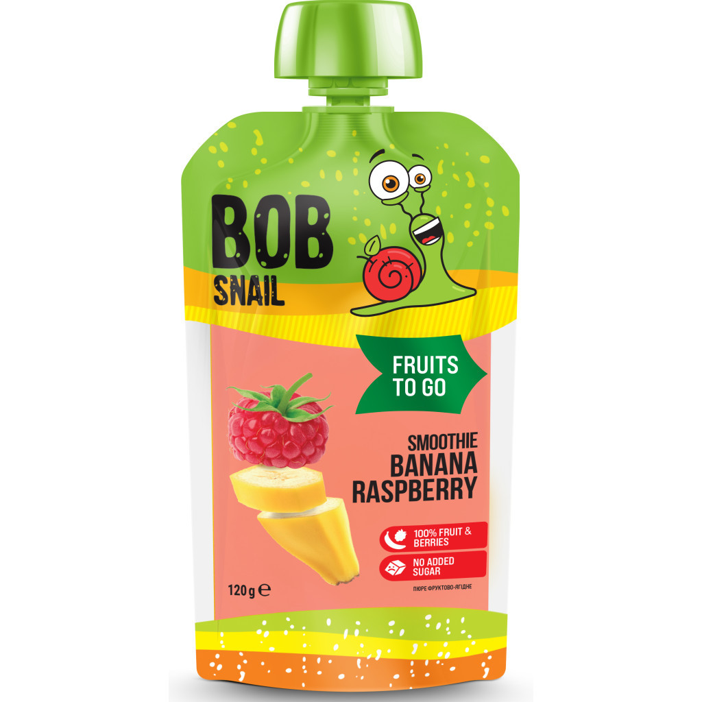 Дитяче пюре Bob Snail Смузі Банан-Малина 120 г (4820219346364) - зображення 1