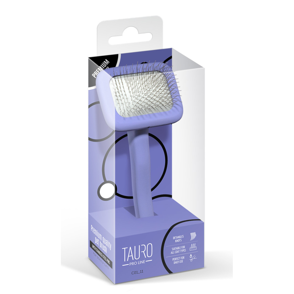 Гребінець для тварин Tauro Pro Line прямокутний S, зубці 11 мм purple (TPLB63544) - изображение 6