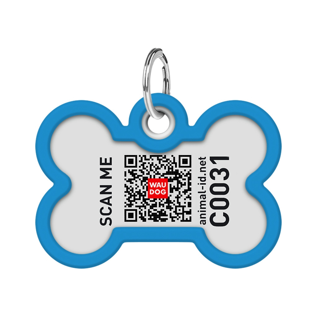 Адресник для тварин WAUDOG Smart ID з QR паспортом "Градієнт блакитний", кістка 40х28 мм (231-4036) - зображення 3