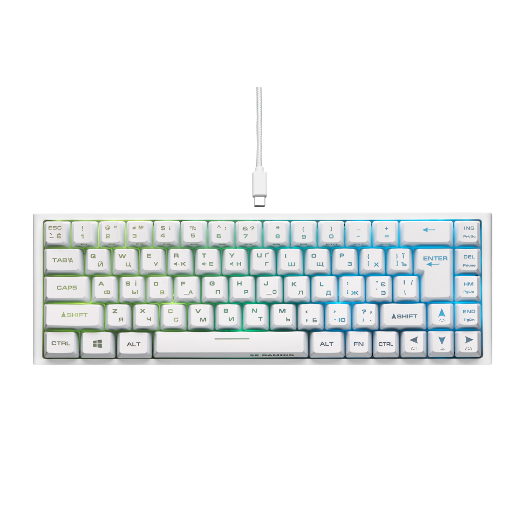 Клавіатура 2E GAMING KG350 RGB 68key USB White (2E-KG350UWT) - зображення 2