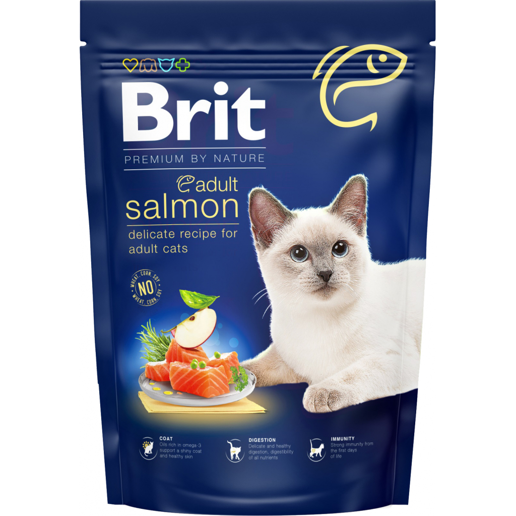 Сухий корм для кішок Brit Premium by Nature Cat Adult Salmon 800 г (8595602553051) - зображення 1