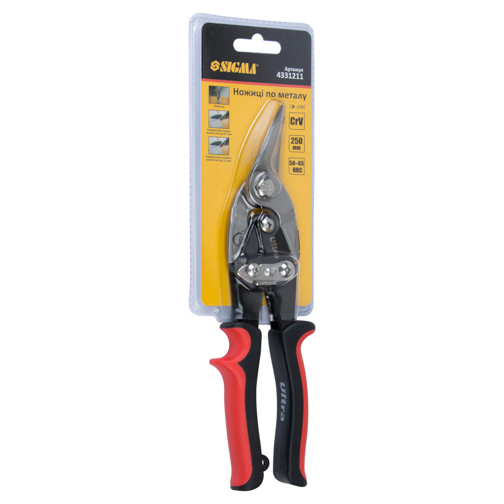 Ножиці по металу Sigma ліві 250мм CrV (4331211) - зображення 3