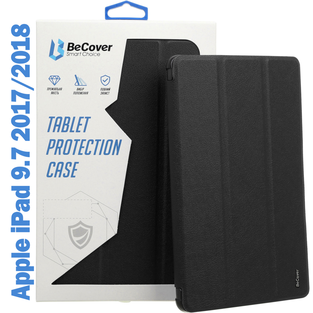 Чохол до планшета BeCover Tri Fold Soft TPU mount Apple Pencil Apple iPad 9.7 2017/2018 A1822/A1823/A1893/A1954 Black (708453) - зображення 1