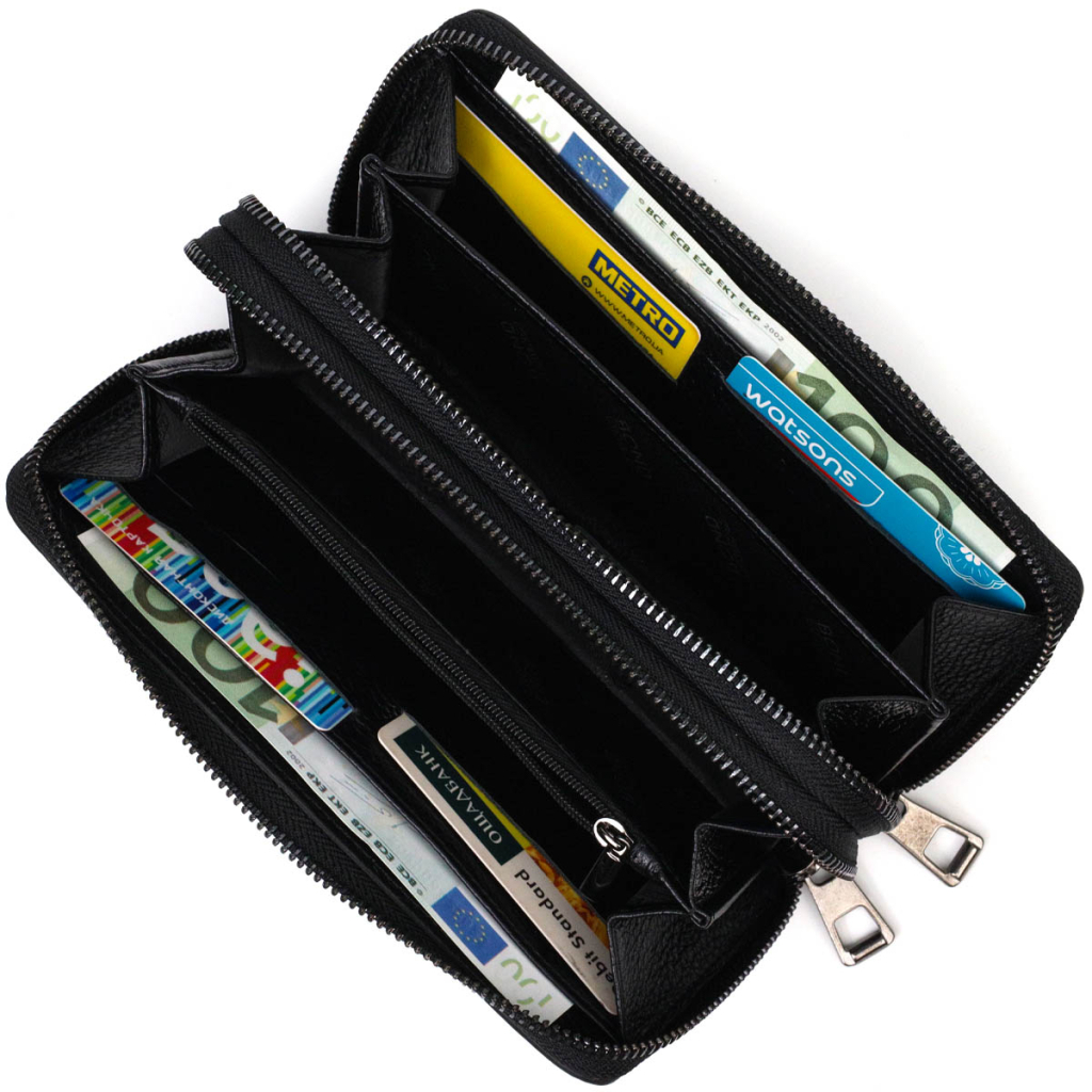 Гаманець Bond Accessories З двома відділеннями із натуральної шкіри Чорна (22027) - зображення 6