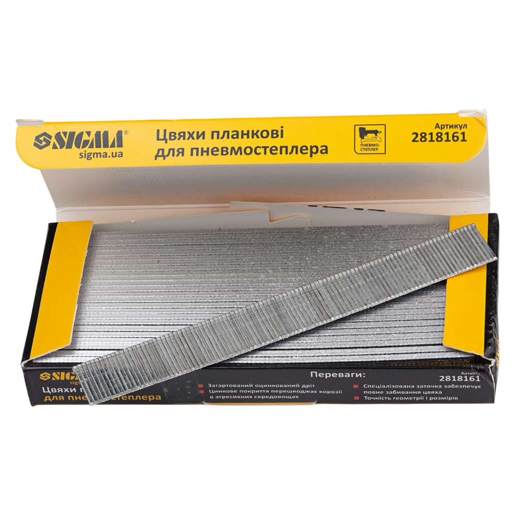Цвяхи Sigma планкові 16x1.25x1мм для пневмостеплера 5000шт (2818161) - изображение 3