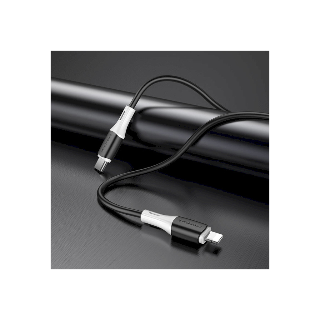 Дата кабель USB-C to Lightning 1.0m 3A 20W silicone BX79 black BOROFONE (6974443384727) - зображення 4