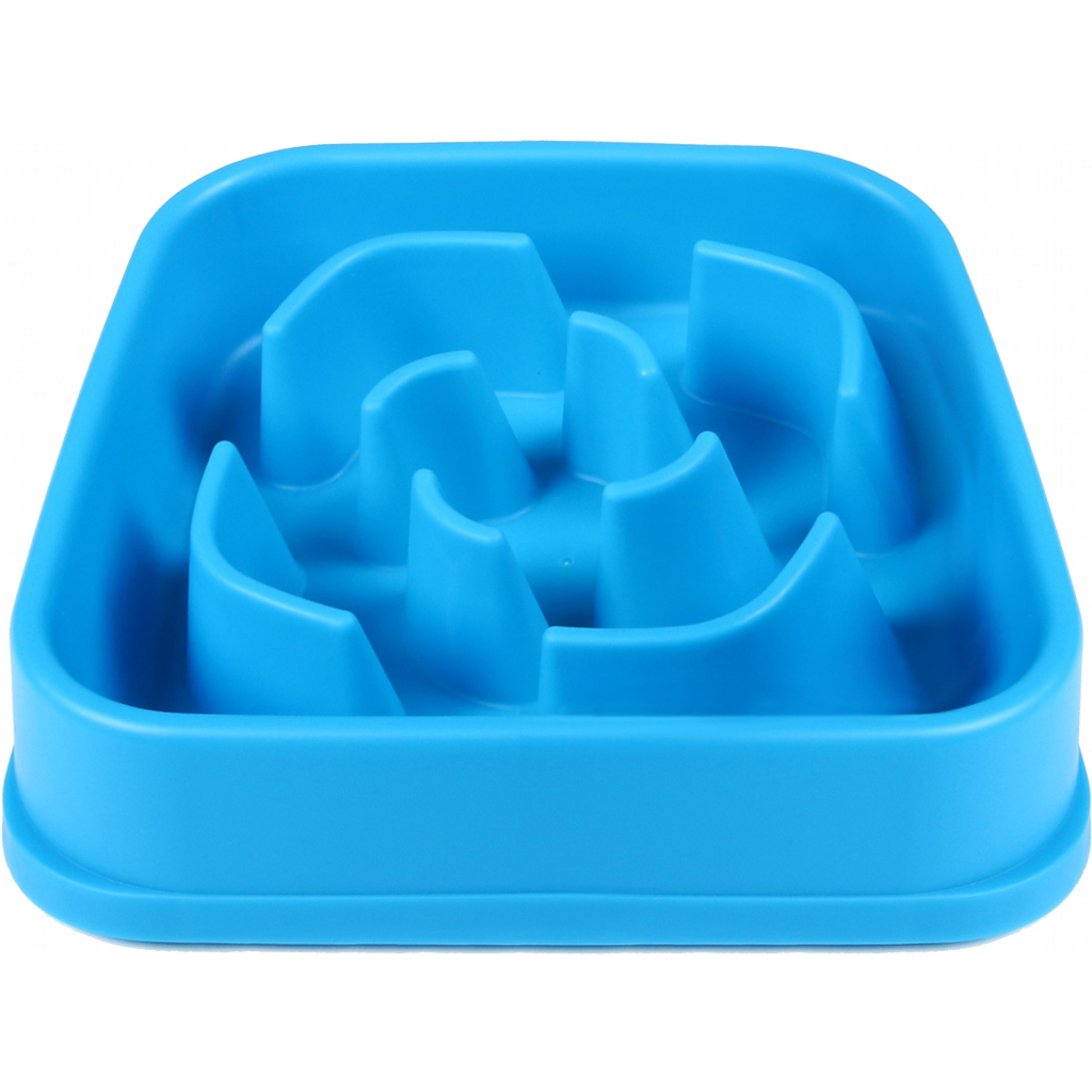 Посуд для собак Dexas Силіконова квадратна миска Slow Maze Feeder для повільного годування 1.44 л блакитна (0084297309749) - зображення 1