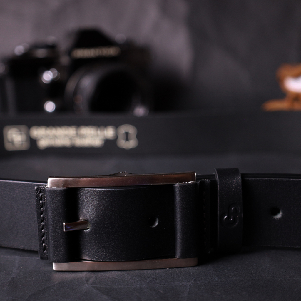 Ремінь Grande Pelle Шкіряний брючний з квадратною пряжкою Чорний (11679) - зображення 9