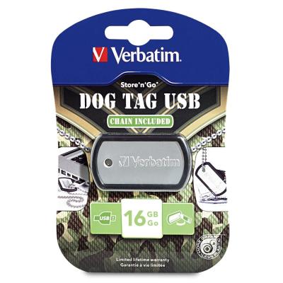 USB флеш накопичувач Verbatim 16GB Dog Tag Black USB 2.0 (98671) - зображення 5
