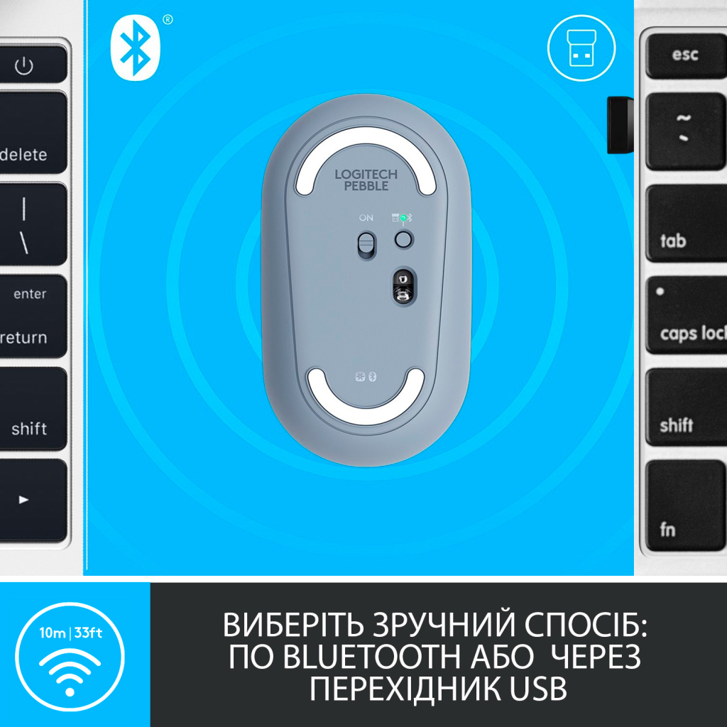 Мишка Logitech M350 Wireless Blue Grey (910-005719) - зображення 5