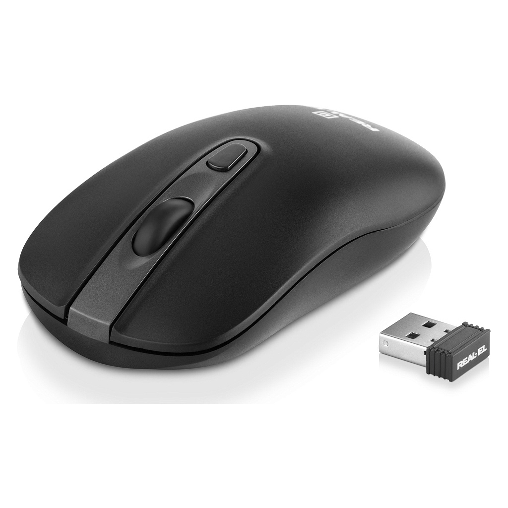 Мишка REAL-EL RM-350W Wireless Black/Gray (EL123200043) - зображення 1