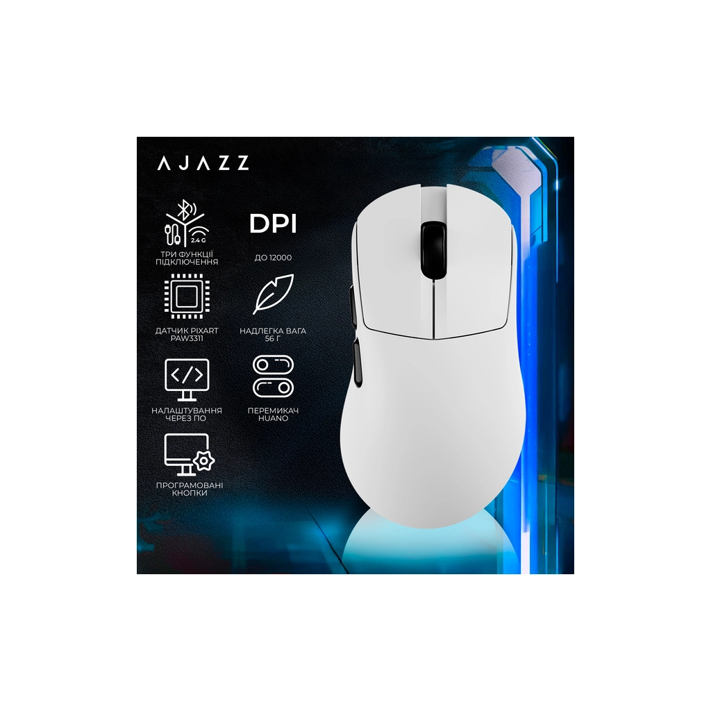 Мишка Ajazz AJ179 V2 MAX Wireless/Bluetooth/USB White (AJ179-V2-MAX-W) - зображення 6