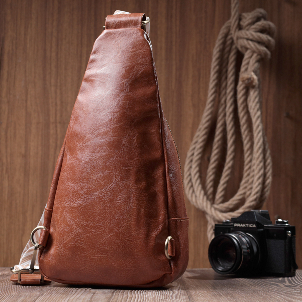 Сумка Vintage Жіноча з екошкіри з акцентом на текстильну лямку Руда (22773) - зображення 10