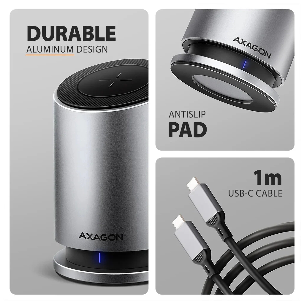 Концентратор AXAGON USB-C 9-in-1 wireless 15W PD100W 0.6m (HMC-WL9) - зображення 5