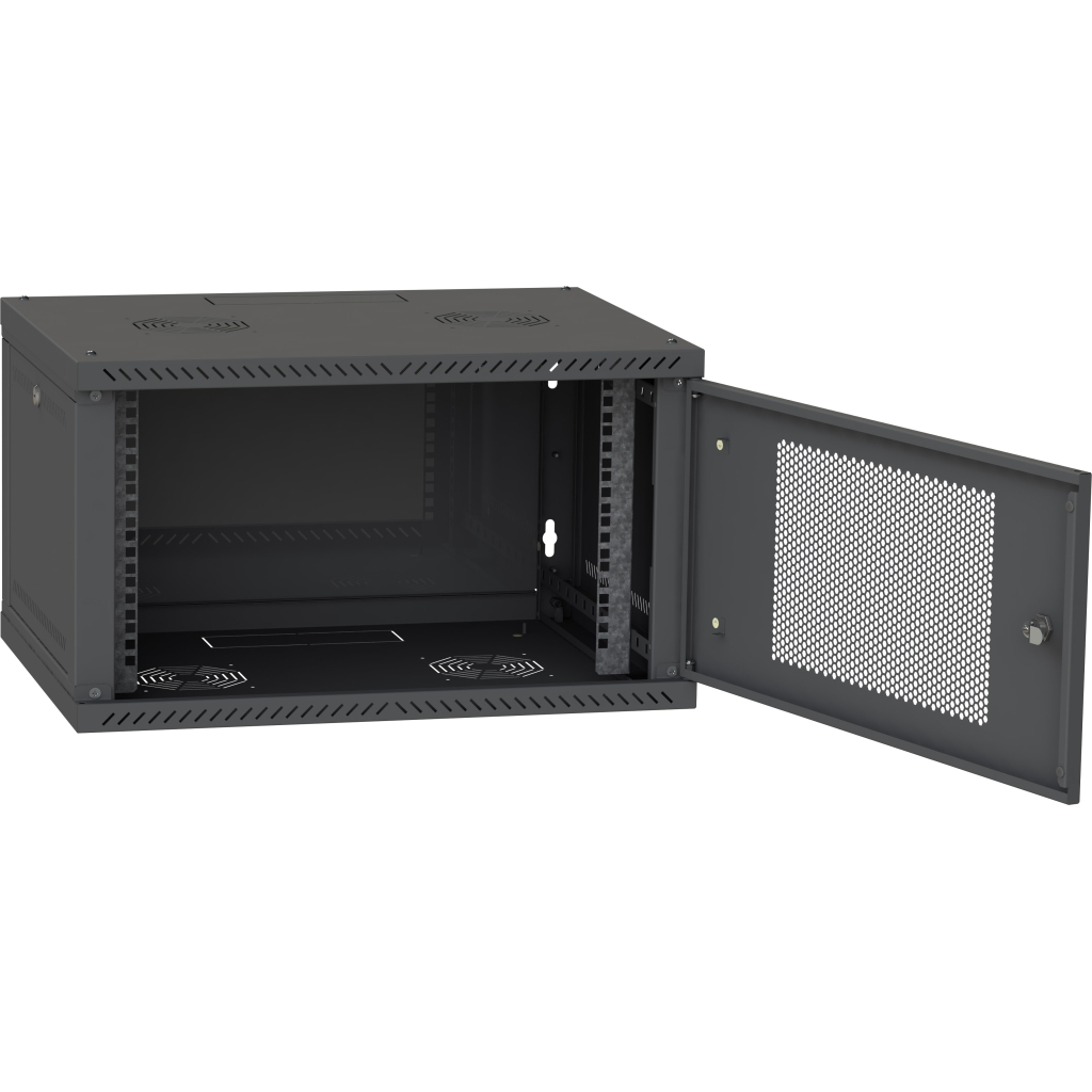 Шафа настінна Ipcom 6U, 600*600, перфоровані дверцята, RAL9005 (СН-6U-060х060-ДП-9005) - изображение 3