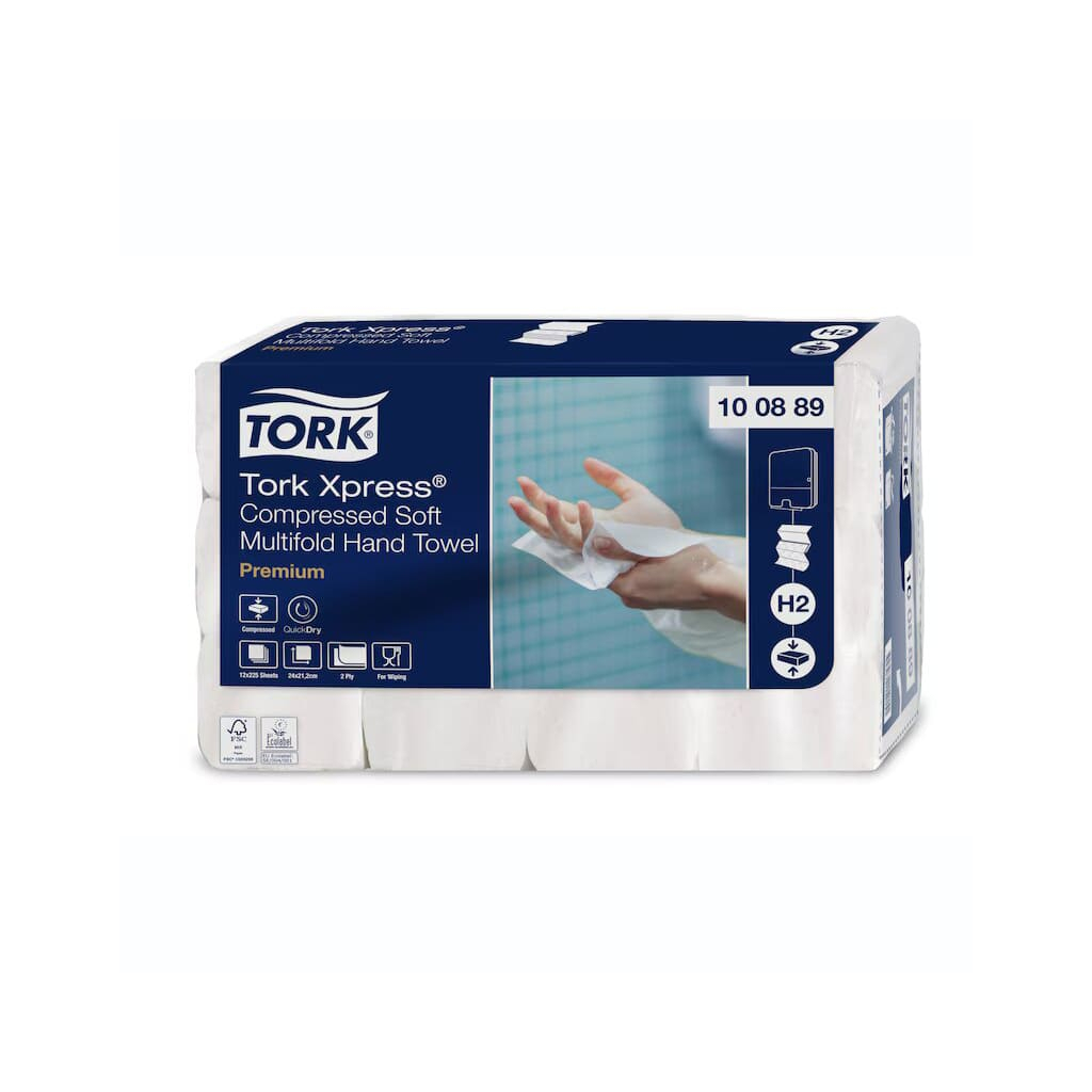 Паперові рушники Tork Xpress Premium Soft Листові вузькопанельні Складання Multifold Білі 2 шари 21х24 см 225 аркушів (322542154151) - зображення 2