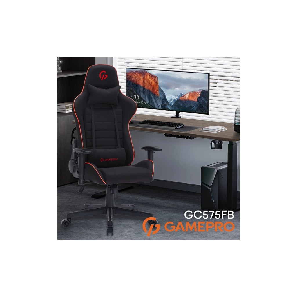 Крісло ігрове GamePro GC575FB Size L Fabric Black/Red (GC575FB) - зображення 11